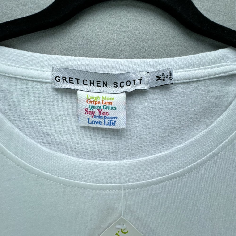 Gretchen Scott Shirt Womens Medium White‎ Pullover Inspirational Tee 3/4 Sleeve - Picture 14 of 15